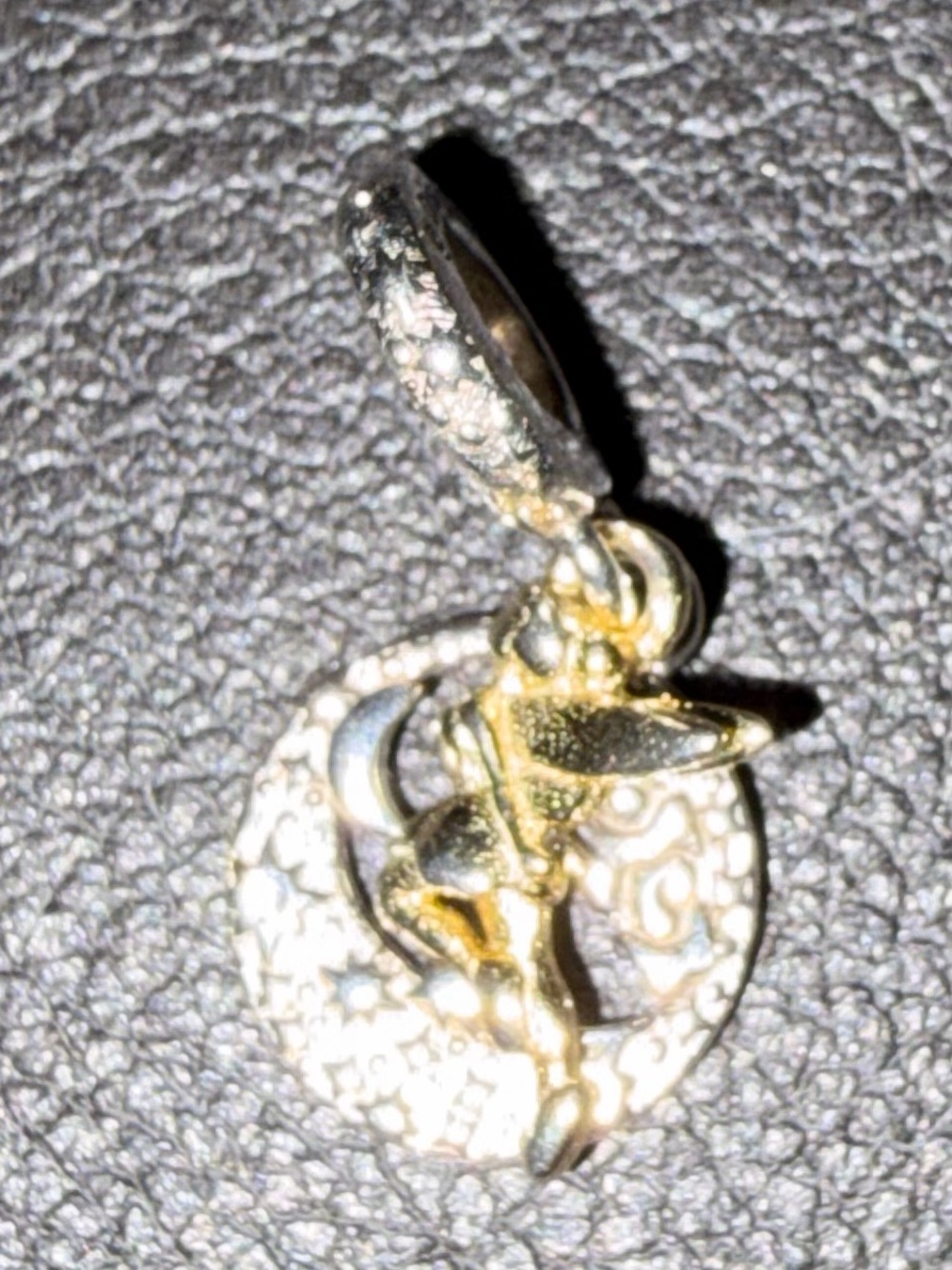 Pandora Tinker Bell Gold and Silver Moon Pendant Charm - Women Jewelry